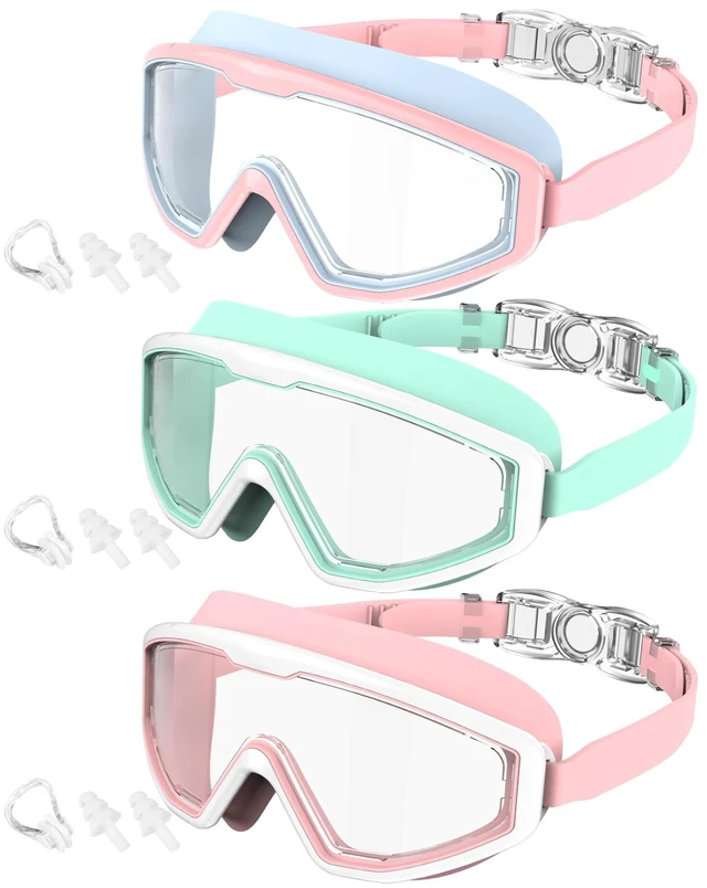 Main image of Kids Swim Goggles, 3 Pack Swimming Goggles for Kids 4-16, Anti-Fog UV Protection Pool Glasses for Boys Girls