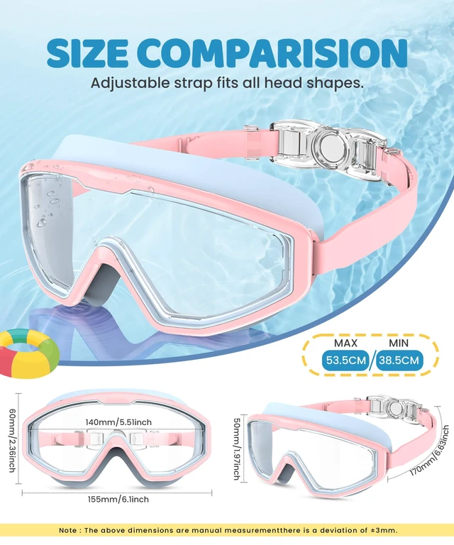 Alt view image 7 of 7 - Kids Swim Goggles, 3 Pack Swimming Goggles for Kids 4-16, Anti-Fog UV Protection Pool Glasses for Boys Girls