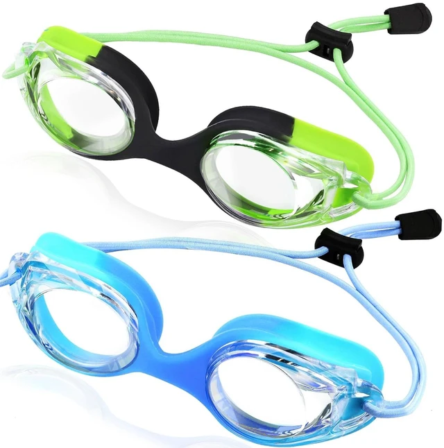 Main image of Kids Swim Goggles 2 Pack, Bungee Strap No Hair Pulling, Anti Fog Waterproof Goggles for Boys Girls Youth Ages 3-14, Soft Silicone Seal for Pool Beach, Toddler Swim Accessories