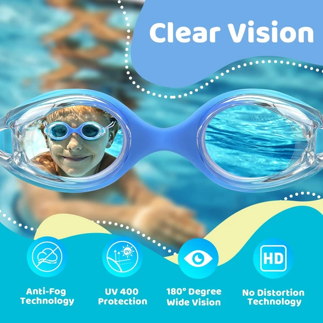 Alt view image 3 of 7 - Kids Swim Goggles 2 Pack, Bungee Strap No Hair Pulling, Anti Fog Waterproof Goggles for Boys Girls Youth Ages 3-14, Soft Silicone Seal for Pool Beach, Toddler Swim Accessories