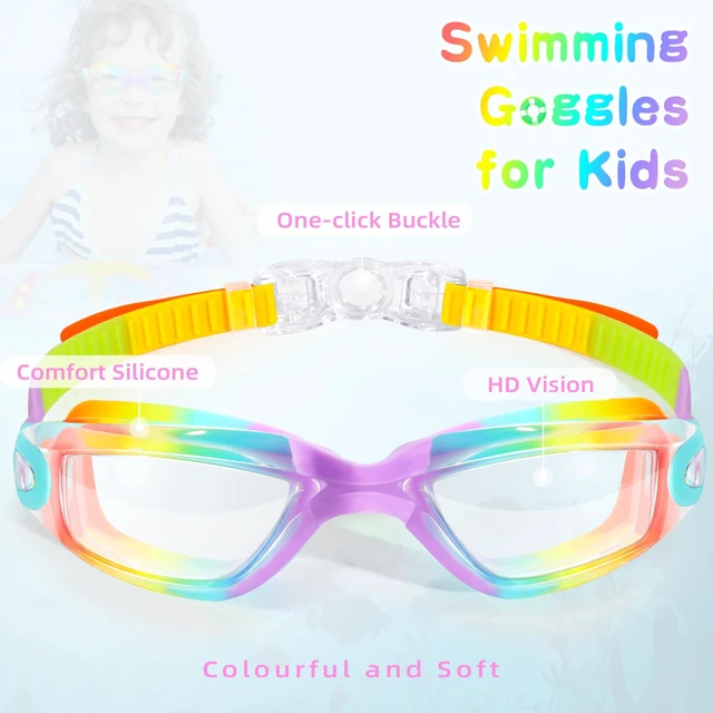 Alt view image 2 of 6 - Kids Swim Goggles 2 Pack Swimming Goggles for Kids 6-14 5-7 4-7 3-6 3-5 Boys Girls Toddler Goggles Anti Fog UV Protection Waterproof No Leak Clear Swim Goggles Water Pool Beach Goggles