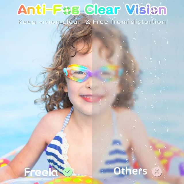 Alt view image 4 of 6 - Kids Swim Goggles 2 Pack Swimming Goggles for Kids 6-14 5-7 4-7 3-6 3-5 Boys Girls Toddler Goggles Anti Fog UV Protection Waterproof No Leak Clear Swim Goggles Water Pool Beach Goggles