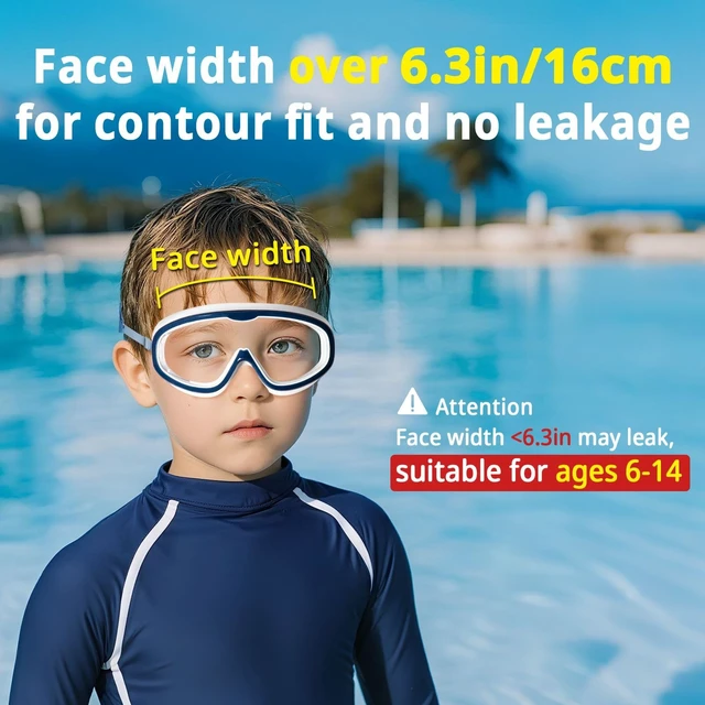 Alt view image 2 of 7 - 2 Pack Kids Swim Goggles with Fabric Strap for 6-14 Wide View Anti-Fog Anti-UV,No Hair Pulling Swimming Goggles Boys Girls Youth Pool Water Protection
