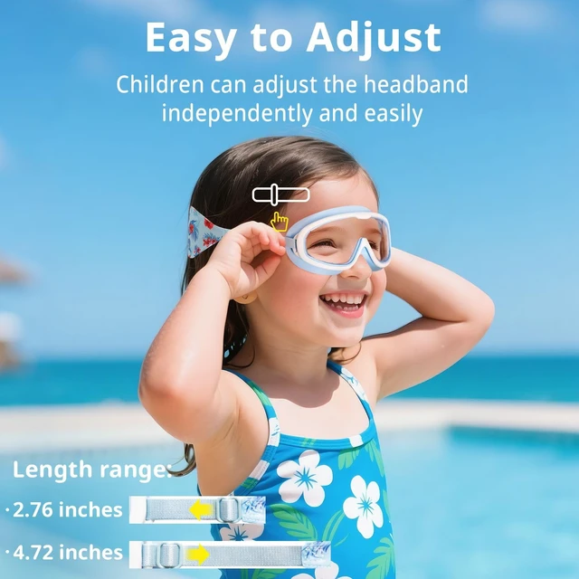 Alt view image 7 of 7 - 2 Pack Kids Swim Goggles with Fabric Strap for 6-14 Wide View Anti-Fog Anti-UV,No Hair Pulling Swimming Goggles Boys Girls Youth Pool Water Protection