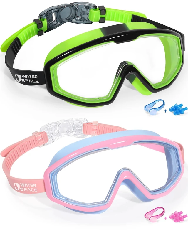 Main image of 2 Pack Swim Pool Goggles for Kids Boys Girls Youth Aged Toddler 3-6 4-7 6-14 8-12 Anti-fog UV Protection and Waterproof 180° Panoramic Clear Wide Vision, Underwater No-Leaking