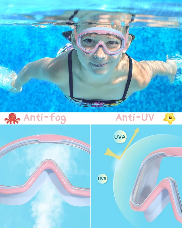 Alt view image 4 of 6 - 2 Pack Swim Pool Goggles for Kids Boys Girls Youth Aged Toddler 3-6 4-7 6-14 8-12 Anti-fog UV Protection and Waterproof 180° Panoramic Clear Wide Vision, Underwater No-Leaking