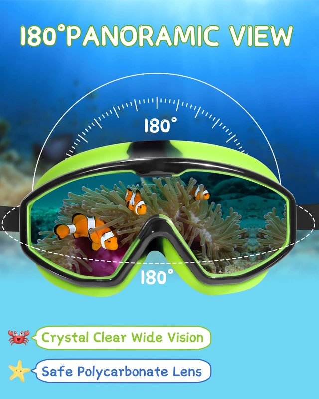 Alt view image 3 of 6 - 2 Pack Swim Pool Goggles for Kids Boys Girls Youth Aged Toddler 3-6 4-7 6-14 8-12 Anti-fog UV Protection and Waterproof 180° Panoramic Clear Wide Vision, Underwater No-Leaking