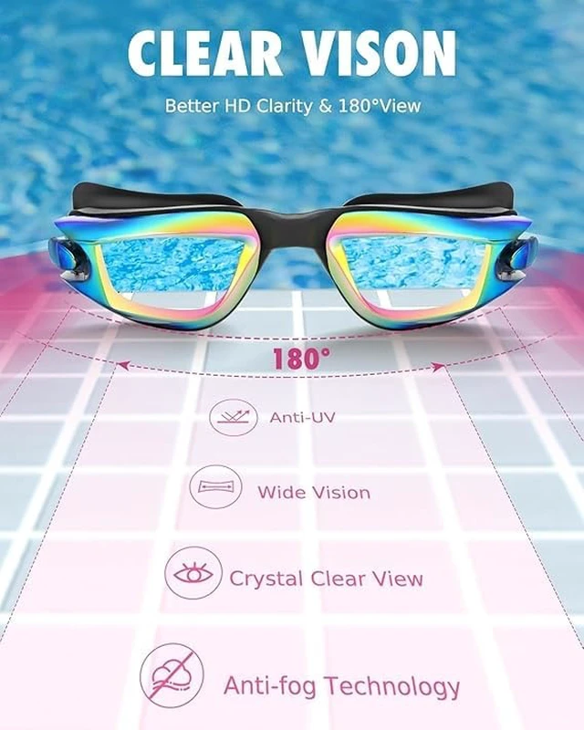 Alt view image 5 of 6 - Swim Goggles for Kids 3-14 3 Pack Anti-Fog Comfort Fit Goggles | Anti-UV, Water Resistance, for Beach, Pool, Vacation