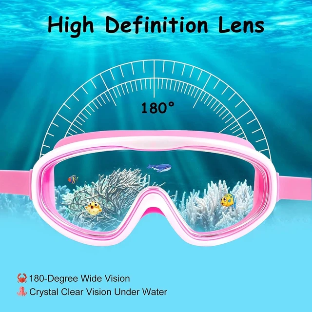 Alt view image 2 of 6 - Kids Swim Goggles for Age 3-15, 2 Pack Kids Goggles for Swimming,purple/pink