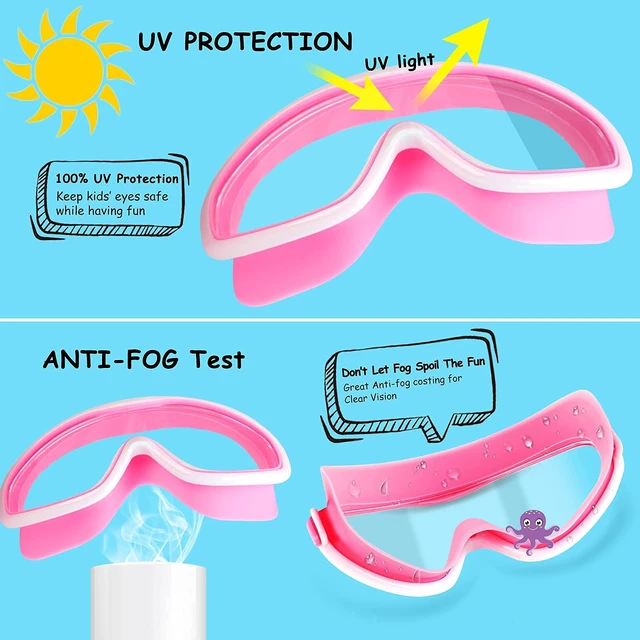 Alt view image 4 of 6 - Kids Swim Goggles for Age 3-15, 2 Pack Kids Goggles for Swimming,purple/pink