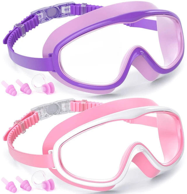 Main image of Kids Swim Goggles for Age 3-15, 2 Pack Kids Goggles for Swimming,purple/pink