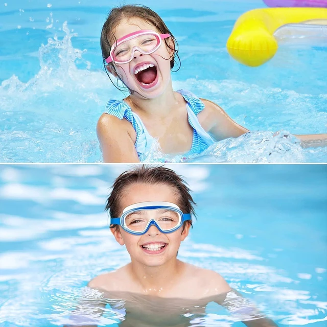 Alt view image 6 of 6 - Kids Swim Goggles for Age 3-15, 2 Pack Kids Goggles for Swimming,purple/pink