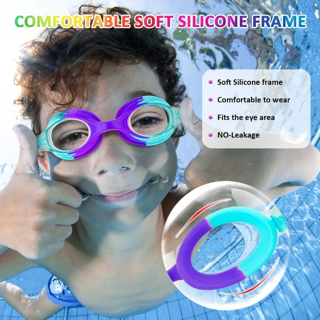 Alt view image 2 of 7 - Kids Goggles for Swimming 4-14, 4 Pack Kids Adjustable Swimming Goggles for Boys and Girls, Anti Fog Swimming Goggles with UV Protection