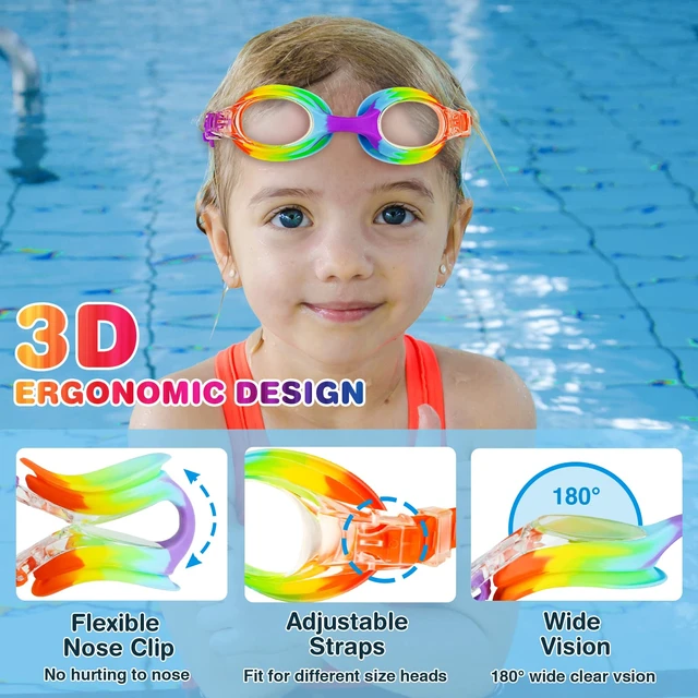 Alt view image 3 of 7 - Kids Goggles for Swimming 4-14, 4 Pack Kids Adjustable Swimming Goggles for Boys and Girls, Anti Fog Swimming Goggles with UV Protection