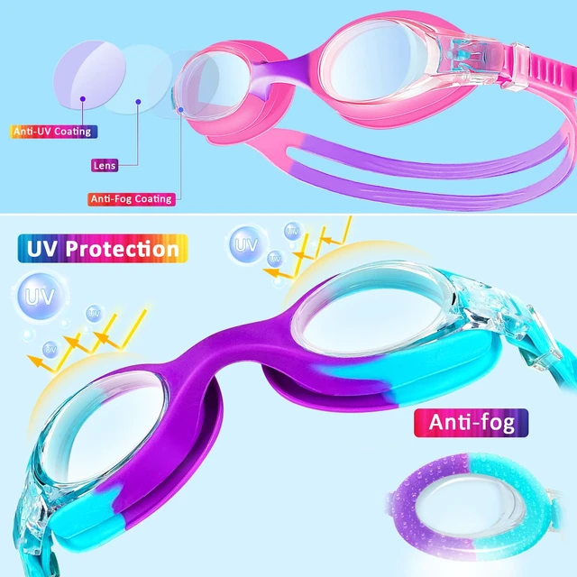 Alt view image 4 of 7 - Kids Goggles for Swimming 4-14, 4 Pack Kids Adjustable Swimming Goggles for Boys and Girls, Anti Fog Swimming Goggles with UV Protection