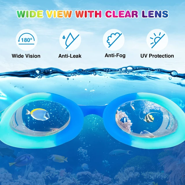 Alt view image 5 of 7 - Kids Goggles for Swimming 4-14, 4 Pack Kids Adjustable Swimming Goggles for Boys and Girls, Anti Fog Swimming Goggles with UV Protection