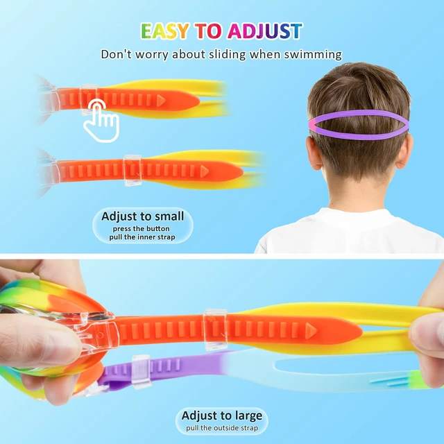 Alt view image 6 of 7 - Kids Goggles for Swimming 4-14, 4 Pack Kids Adjustable Swimming Goggles for Boys and Girls, Anti Fog Swimming Goggles with UV Protection