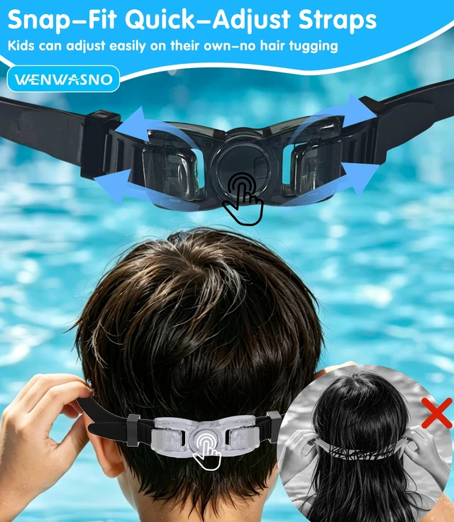 Alt view image 7 of 7 - Kids Swim Goggles 2pc with Nose Cover Wide View Diving Mask Anti Fog UV No Leaking Pool Swimming Goggle for Youth 3-14