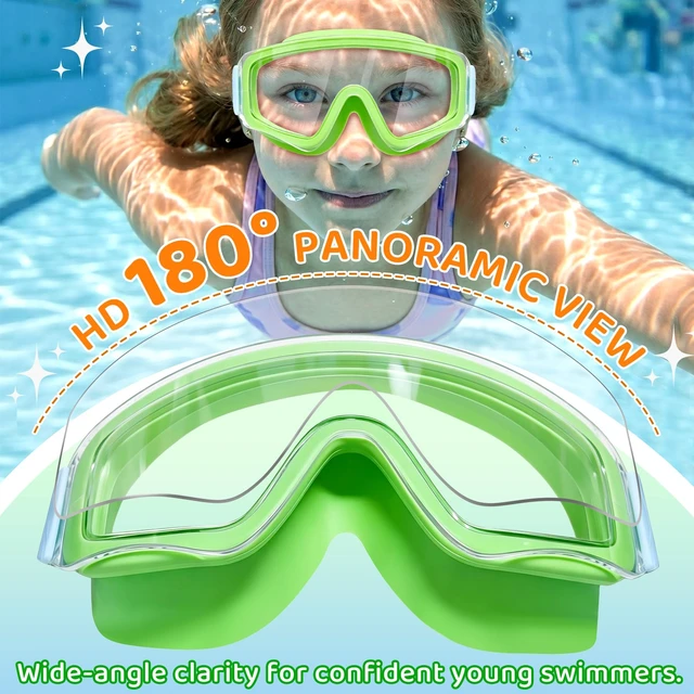 Alt view image 2 of 7 - 2 Pack Kids Swim Goggles for 3-14, Anti-Fog UV Protection Wide View Pool Goggles for Toddler Youth Boys Girls