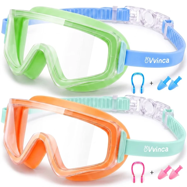 Main image of 2 Pack Kids Swim Goggles for 3-14, Anti-Fog UV Protection Wide View Pool Goggles for Toddler Youth Boys Girls