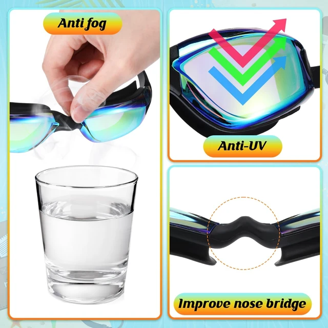 Alt view image 3 of 7 - 6 Pack Swim Goggles for Adults, Classic, Cute | Anti Fog View, Swimming Glasses with 6pcs Ear Plugs 6pcs Nose Clip, No Leaking, Adjustable Strap Goggles, Pool Training