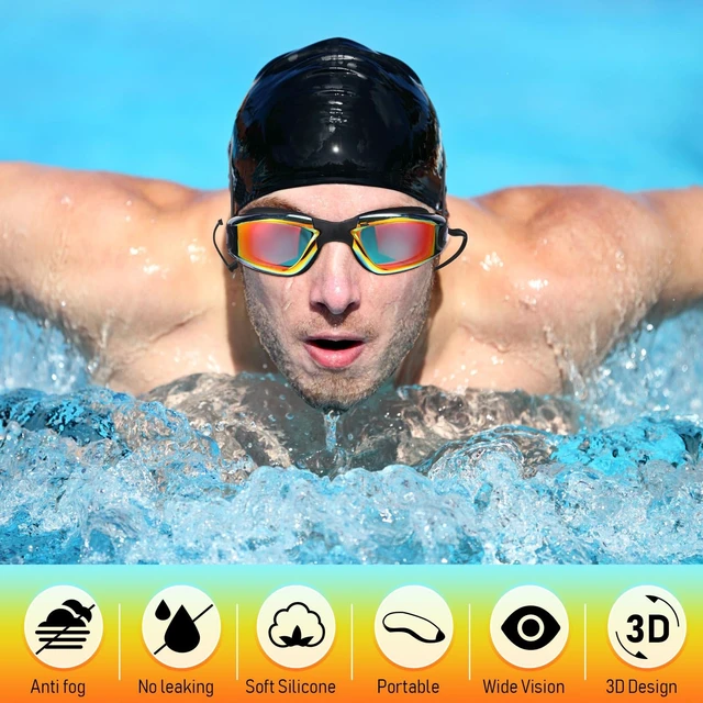 Alt view image 4 of 7 - 6 Pack Swim Goggles for Adults, Classic, Cute | Anti Fog View, Swimming Glasses with 6pcs Ear Plugs 6pcs Nose Clip, No Leaking, Adjustable Strap Goggles, Pool Training