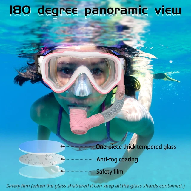 Alt view image 2 of 7 - Kids Swim Goggles with Nose Cover Anti-Fog Swimming Mask Youth 5-15 | 180° Wide View Anti-UV Clear Vision, Comfort Leakproof Soft Silicone Skirt, Underwater Pool Beach Swim Glassese for Boy Girls
