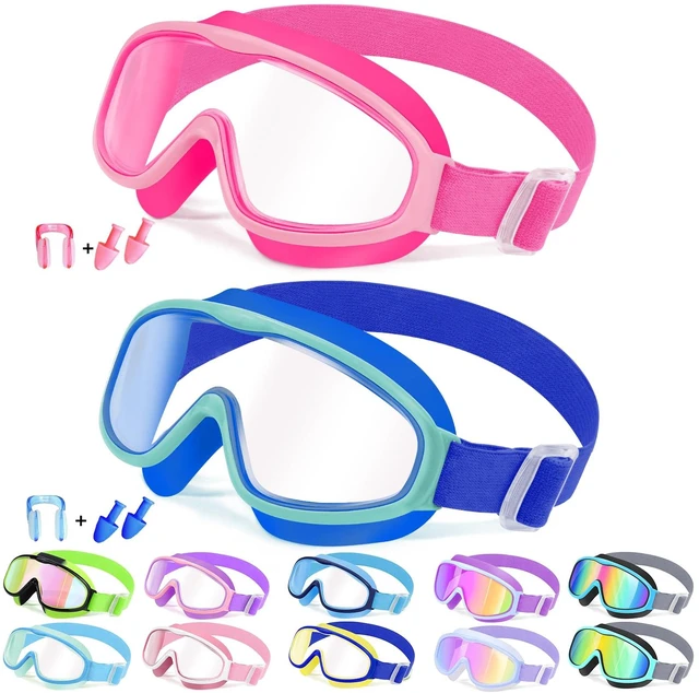Main image of Kids Goggles with Comfort Fabric Strap, Kids Swim Goggles Wide View Anti-Fog/UV No Leaking Swimming Goggles for 3-14