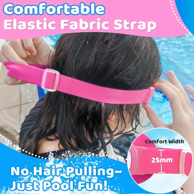 Alt view image 4 of 7 - Kids Goggles with Comfort Fabric Strap, Kids Swim Goggles Wide View Anti-Fog/UV No Leaking Swimming Goggles for 3-14
