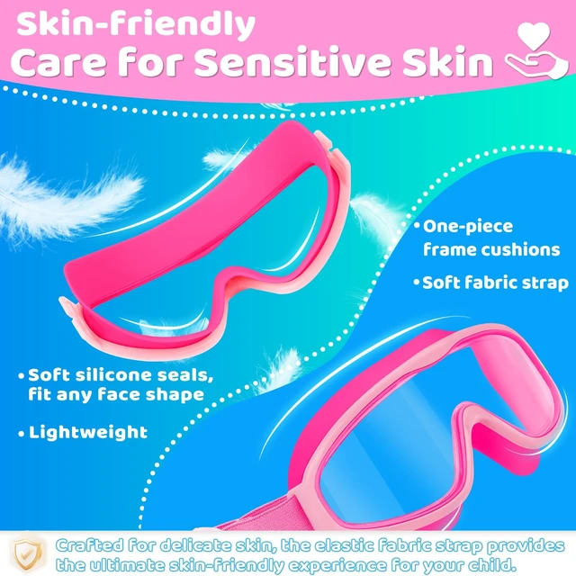Alt view image 6 of 7 - Kids Goggles with Comfort Fabric Strap, Kids Swim Goggles Wide View Anti-Fog/UV No Leaking Swimming Goggles for 3-14