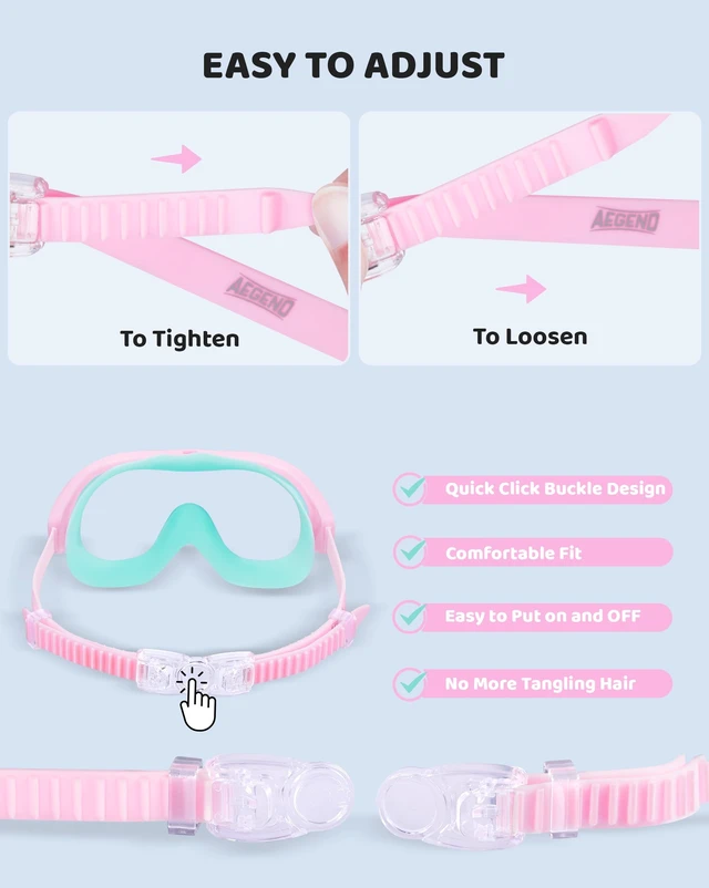 Alt view image 6 of 7 - 2 Pack Swim goggles for Kids 3-15, Anti-Fog Anti-UV Wide Vision Waterproof, No leak Swimming goggles for Boys Girls