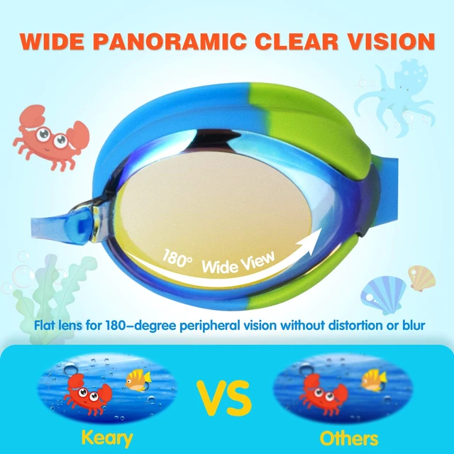 Alt view image 5 of 7 - Kids Swim Goggles Anti Fog & UV Girls Toddler Boys for 3-12 | 2 Pack Swimming Goggles for Kids Child with 3 Nose Pieces Soft Silicone Leak Proof Wide Clear View Clip Pool Racing with Case