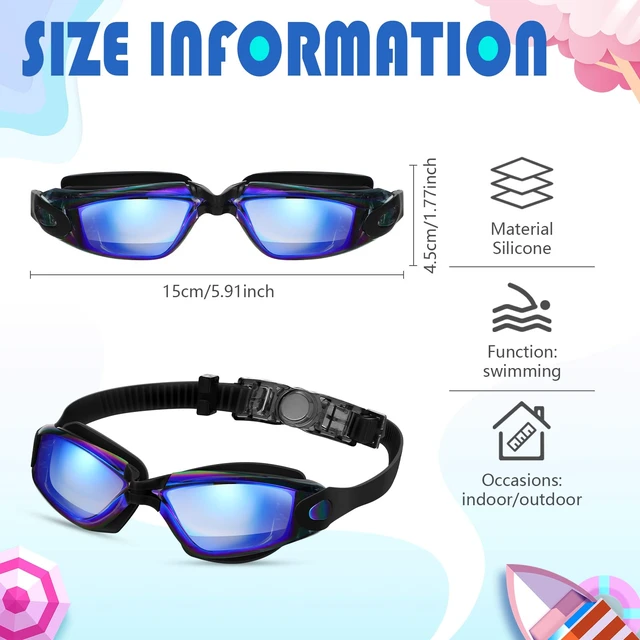 Alt view image 2 of 7 - 8 Pairs Unisex Kid Swim Goggles Bulk for Age 6-14 Goggle UV Water Pool No Leaking Swimming Glasses for Boy Girl Teen(Dazzling Color Lens)