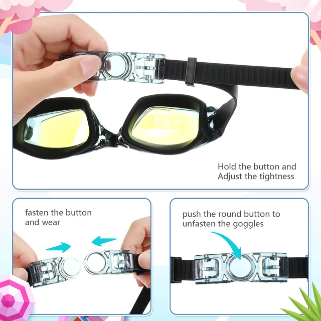 Alt view image 7 of 7 - 8 Pairs Unisex Kid Swim Goggles Bulk for Age 6-14 Goggle UV Water Pool No Leaking Swimming Glasses for Boy Girl Teen(Dazzling Color Lens)