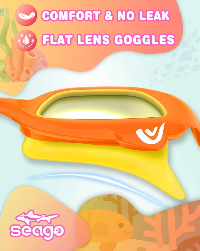 Alt view image 5 of 7 - Boys Swim Goggles Anti-Fog/UV Waterproof Clear Wide View with Fabric Strap | Tangle-free fabric strap, UV400 anti-fog flat lens, leakproof silicone gasket and safe cat frame for kids 3-15