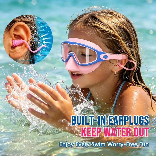 Alt view image 7 of 7 - 2 Pack Kids Swim Goggles with Nose Cover for Boys Girls 3-16, HD Wide View Anti Fog UV Protection Leakproof Swimming Goggles, Soft Silicone Tangle-Free Pool Goggles for Swim Lessons Beach Essentials