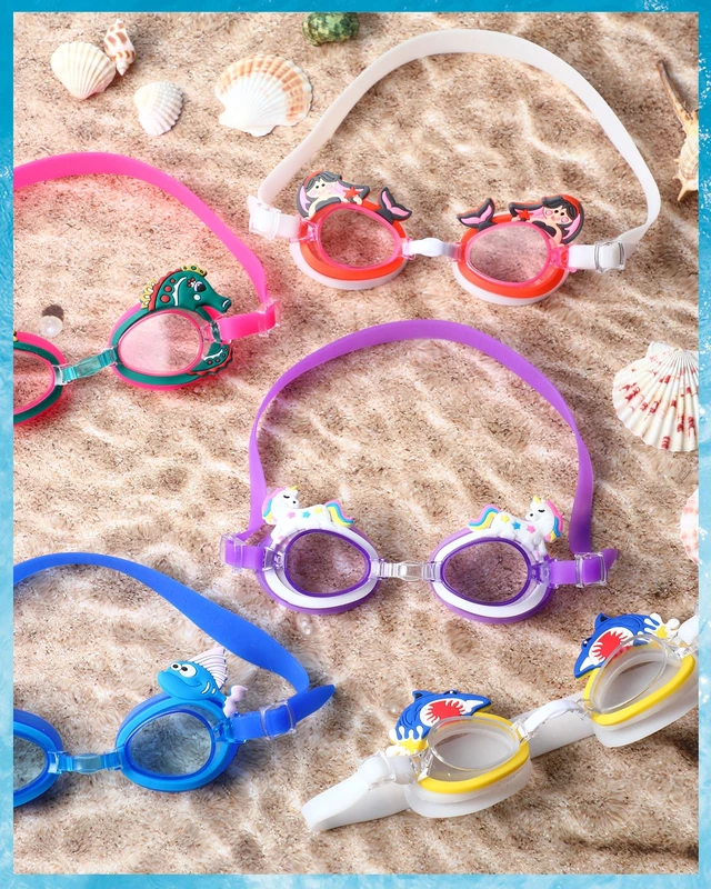 Alt view image 3 of 5 - 15 Pairs Kids Swim Goggles Toddler Swimming Eyewear Anti Fog Anti-UV Pool Goggles with Cases Cute Shark Mermaid Fish for Boys Girls Age 3-9, 5 Styles