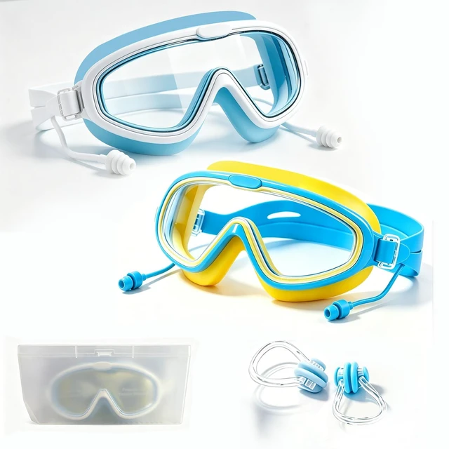 Main image of Kids Swim Goggles 2 Pack, Large Frame Wide View Anti Fog Swimming Goggles for Boys and Girls 3-16 with No Leak & UV Protection, Youth Pool Beach Goggles Essentials