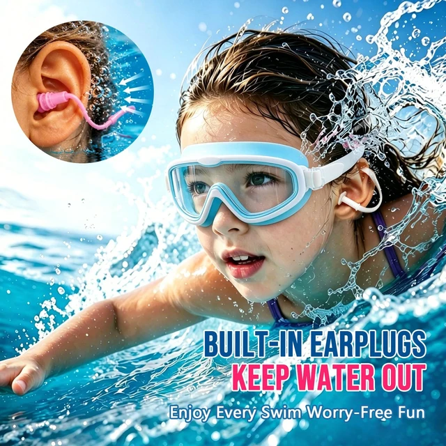 Alt view image 6 of 7 - Kids Swim Goggles 2 Pack, Large Frame Wide View Anti Fog Swimming Goggles for Boys and Girls 3-16 with No Leak & UV Protection, Youth Pool Beach Goggles Essentials
