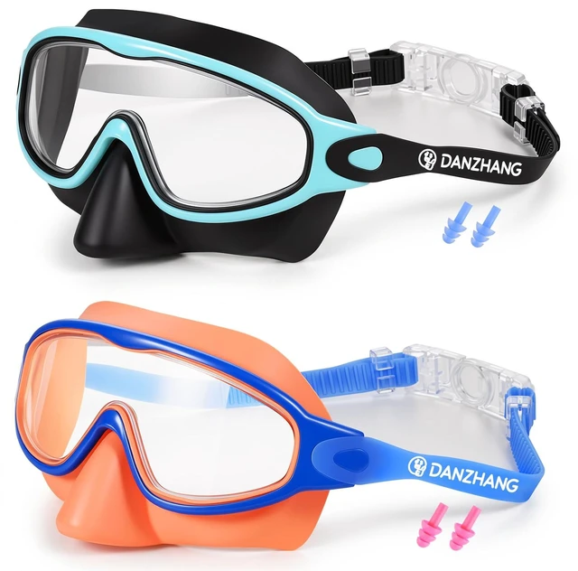Main image of Pack Kids Goggles with Nose Cover,Swim Goggle with Earplugs | Anti-Fog UV Protection 180° Wide View Swimming Goggles for Boys & Girls Ages 3-14 (Black/Orange)