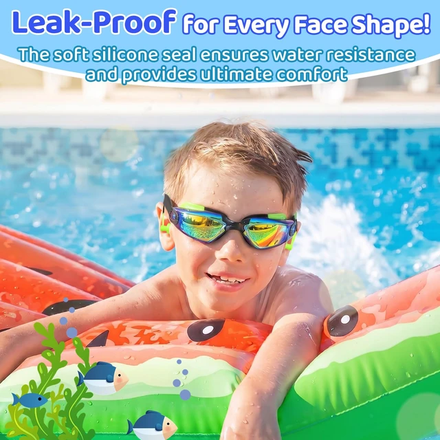 Alt view image 3 of 7 - Swimming Goggles for Kids 3-15 years-2 Pack, Kids Goggles Anti-Fog/UV No Leaking Swim Goggles for Kids