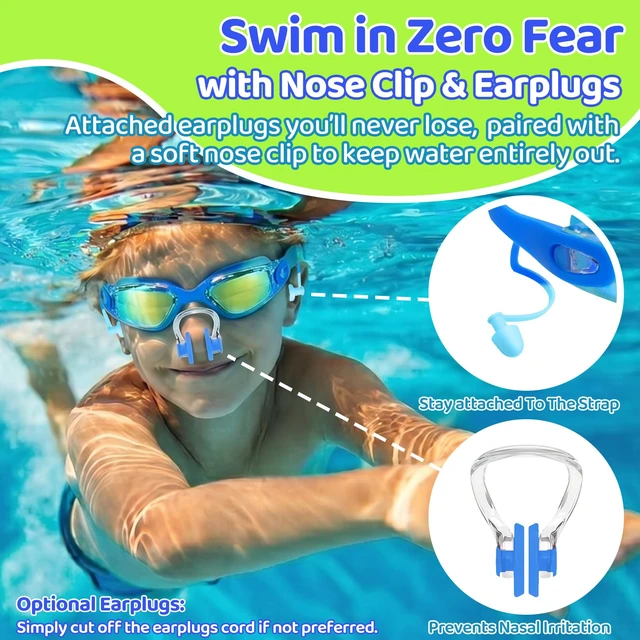 Alt view image 4 of 7 - Swimming Goggles for Kids 3-15 years-2 Pack, Kids Goggles Anti-Fog/UV No Leaking Swim Goggles for Kids