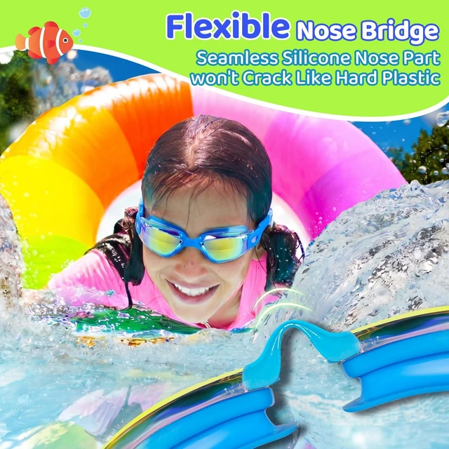 Alt view image 6 of 7 - Swimming Goggles for Kids 3-15 years-2 Pack, Kids Goggles Anti-Fog/UV No Leaking Swim Goggles for Kids