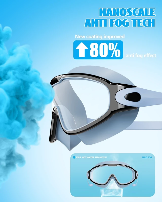 Alt view image 4 of 7 - New Kids 2 Pack Wide View Swim Goggles, Anti-Fog/UV No Leak Goggles with Ear Plugs Kids 3-14
