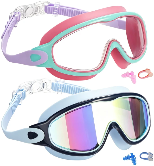 Main image of kids Swim Goggles 2 Pack Anti-UV Anti-Fog Wide View Swimming Goggles for Kids 3-14