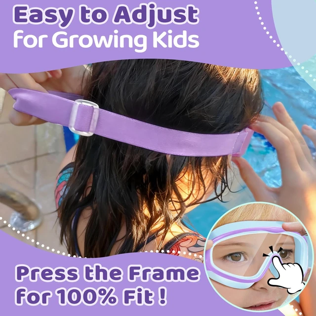 Alt view image 2 of 7 - Kids Goggles for 3-14, Kids Swim Goggles with Fabric Strap Anti Fog | 2 Pack Swimming Goggles Kids Toddlers No Hair Pull Wide View No Leak UV Protection Boys Girls Youth Pool Goggles Swim Mask
