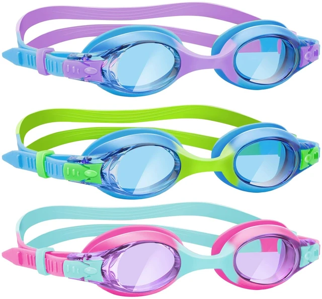 Main image of Kids Swim Goggles 3 Pack - No Leaking Anti Fog UV Protection Swimming Goggles for Kids Boys Girls Age 3-14, Soft Silicone Wide View Children Pool Goggles for Swim Lessons & Water Fun