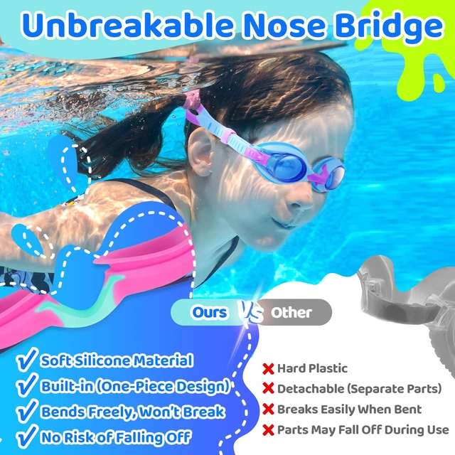 Alt view image 6 of 7 - Kids Swim Goggles 3 Pack - No Leaking Anti Fog UV Protection Swimming Goggles for Kids Boys Girls Age 3-14, Soft Silicone Wide View Children Pool Goggles for Swim Lessons & Water Fun