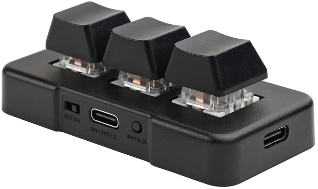 Main image of Mini USB Type C Wired 3 Key Mechanical Keypad 9 Keys Fully Progammable Macro Gaming Keyboard,One- Handed Control RGB Light HID Pad (Black)