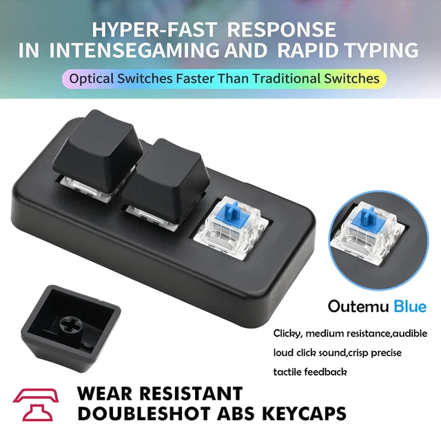 Alt view image 6 of 7 - Mini USB Type C Wired 3 Key Mechanical Keypad 9 Keys Fully Progammable Macro Gaming Keyboard,One- Handed Control RGB Light HID Pad (Black)